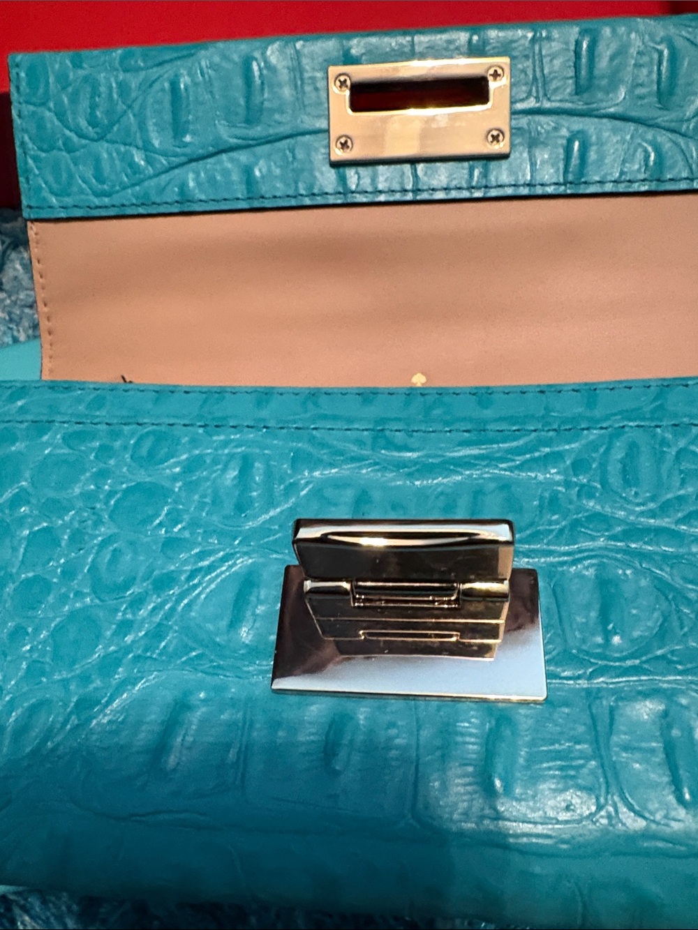 Kate Spade Orchard Valley Cyndy Turquoise Croc-Embossed Leather Wallet - Picture 8 of 10